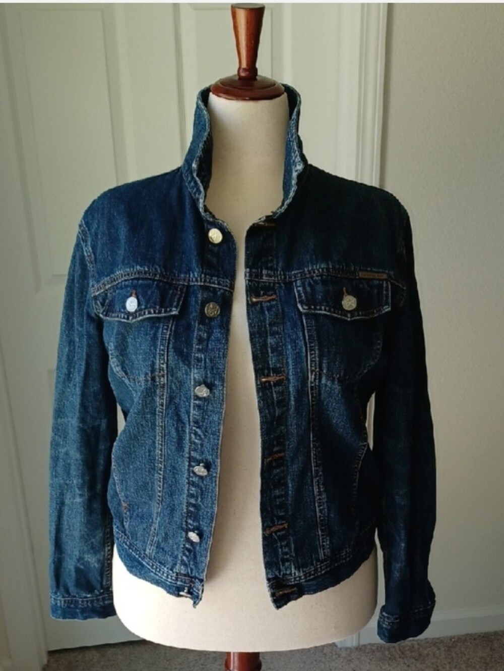 Calvin Klein Jeans Dark Blue Denim Jacket Large - Picture 8 of 8